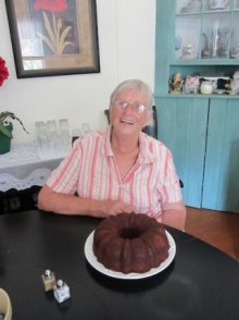 Annie Lou with her prize-winning fig cake in 2012. 